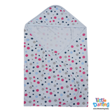 Baby Hooded Wrapping Sheet Polka Dots Print | Little Darling