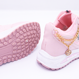 Pink Chunky Sneakers with Chain