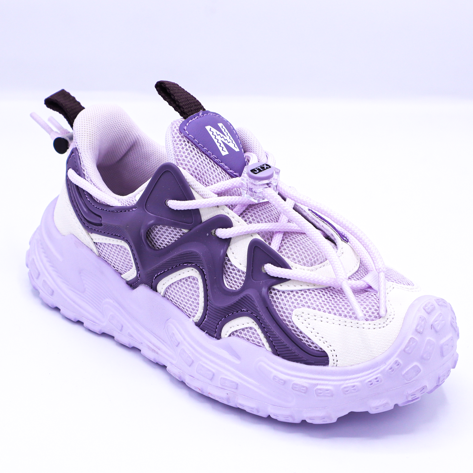 Purple Chunky Sneakers with Lock Lace