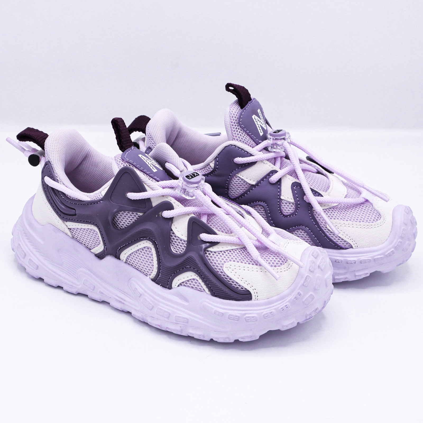 Purple Chunky Sneakers with Lock Lace