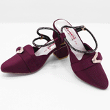 Girls Burgundy block Heel Sandals