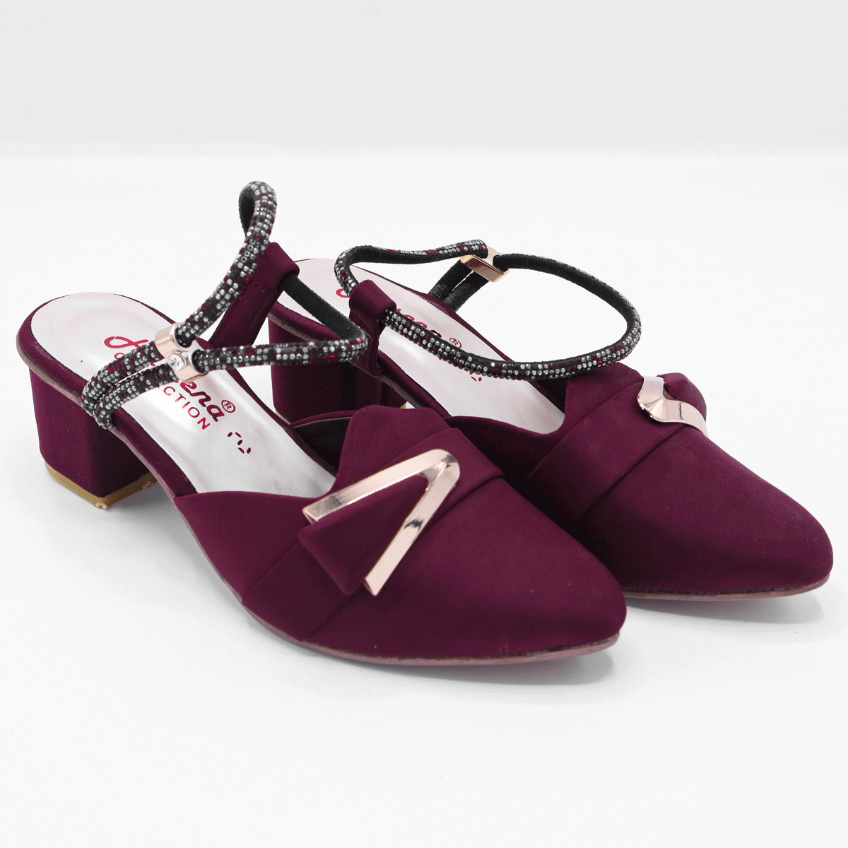 Girls Burgundy block Heel Sandals