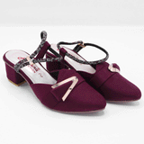 Girls Burgundy block Heel Sandals