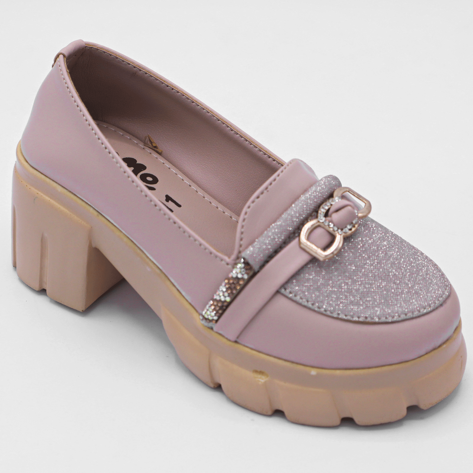 Girls Rose Glow Chunky Pumps