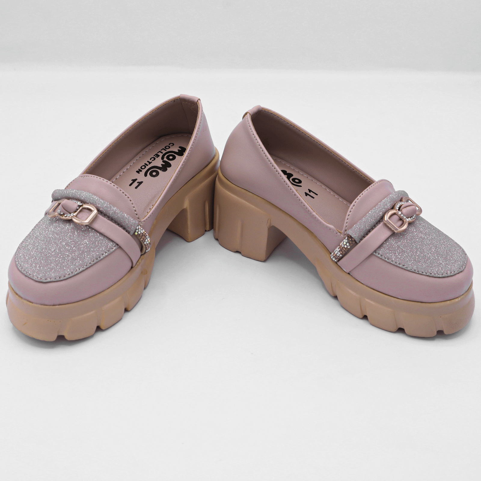 Girls Rose Glow Chunky Pumps