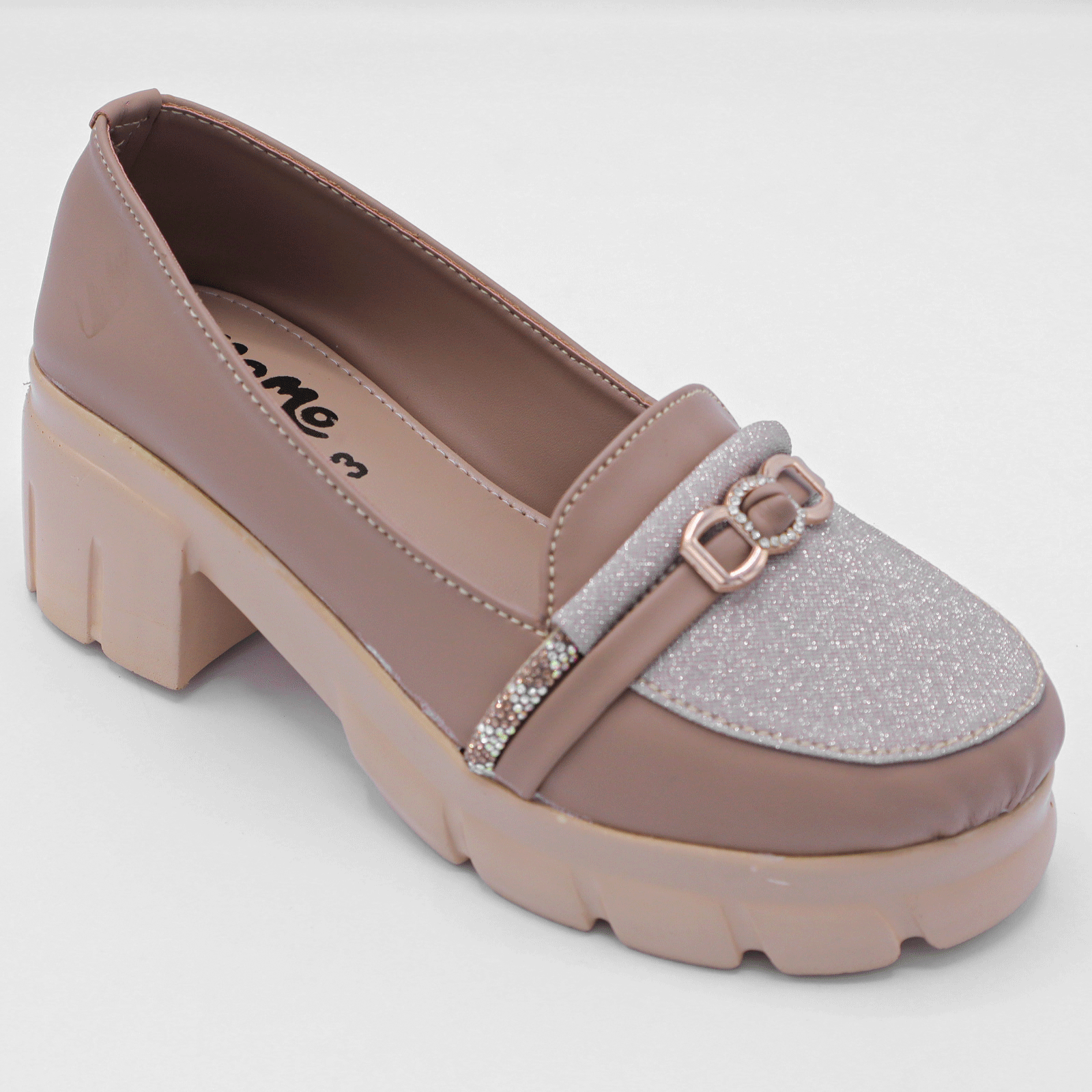 Girls Rose Glow Chunky Pumps