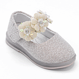 Grey Flower Mary Jane Shoes