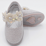 Grey Flower Mary Jane Shoes