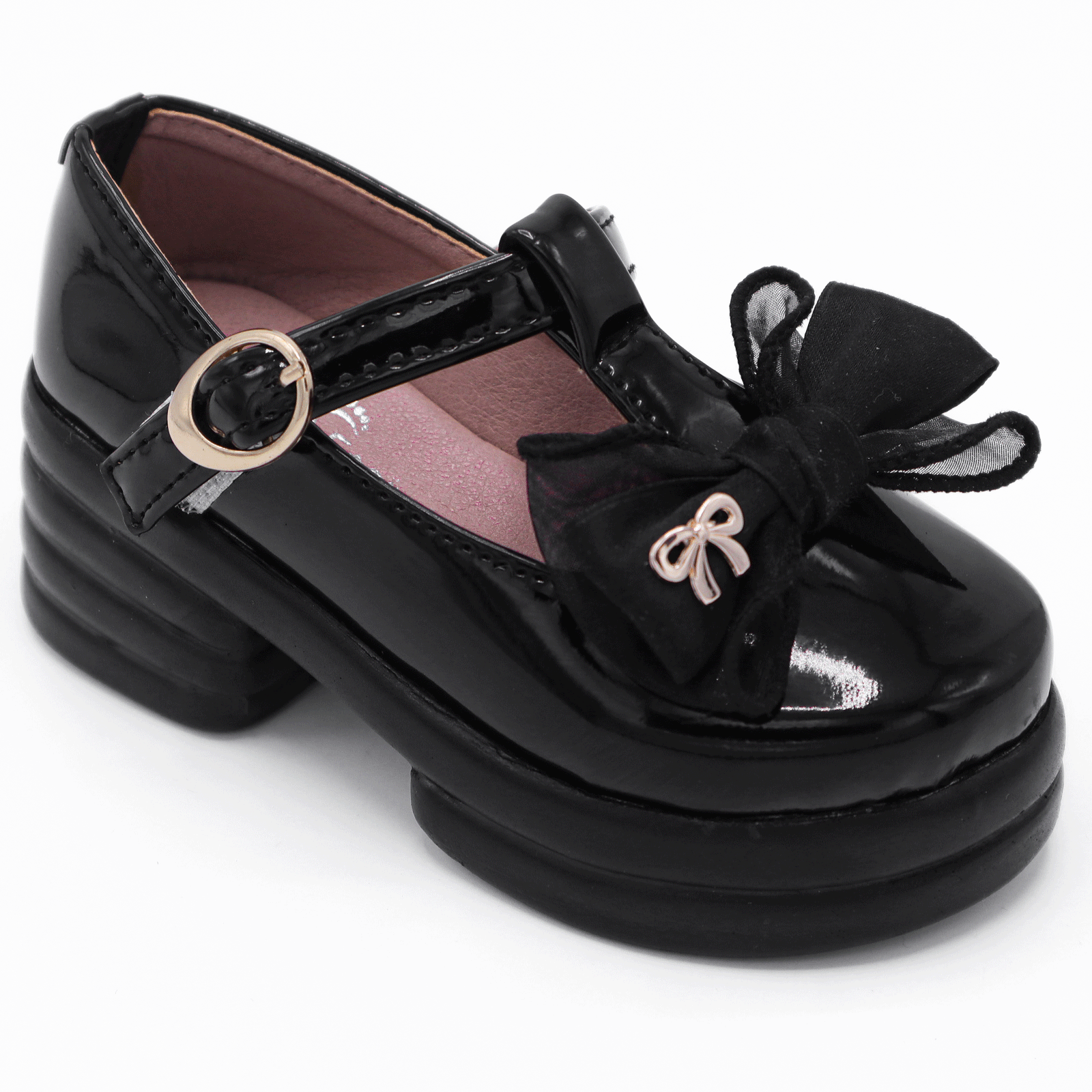 Girls bow Black Heel Pumps