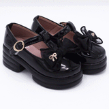 Girls bow Black Heel Pumps