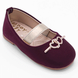 Girls Maroon Heart Strap Party Shoes