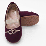 Girls Maroon Heart Strap Party Shoes