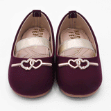 Girls Maroon Heart Strap Party Shoes