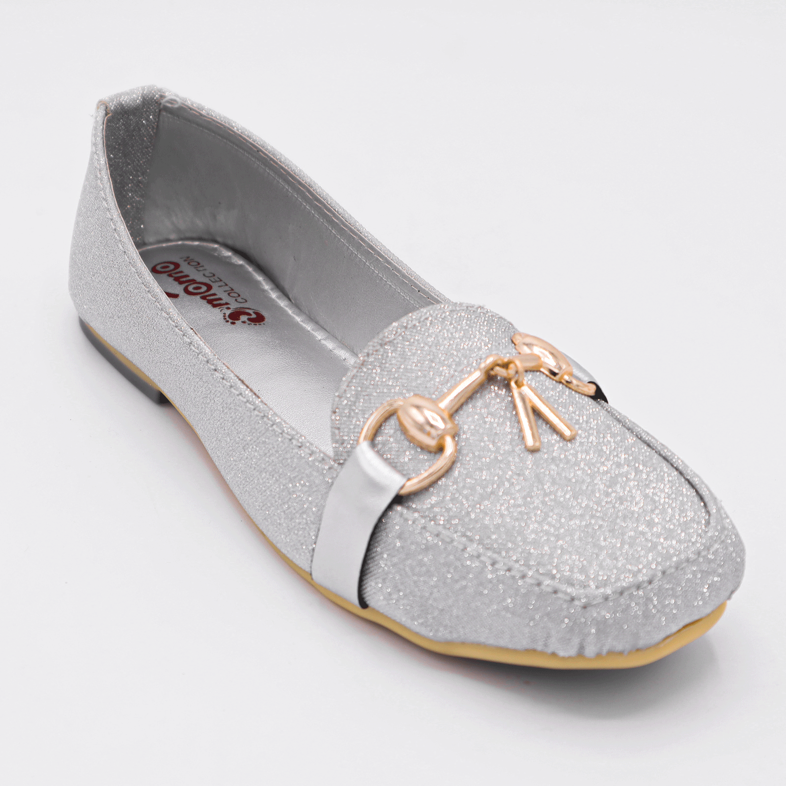 Girls Silver Shoes Glitter Ballet Flats