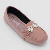 Girls Pink Fancy Pumps with Crystal Buckle