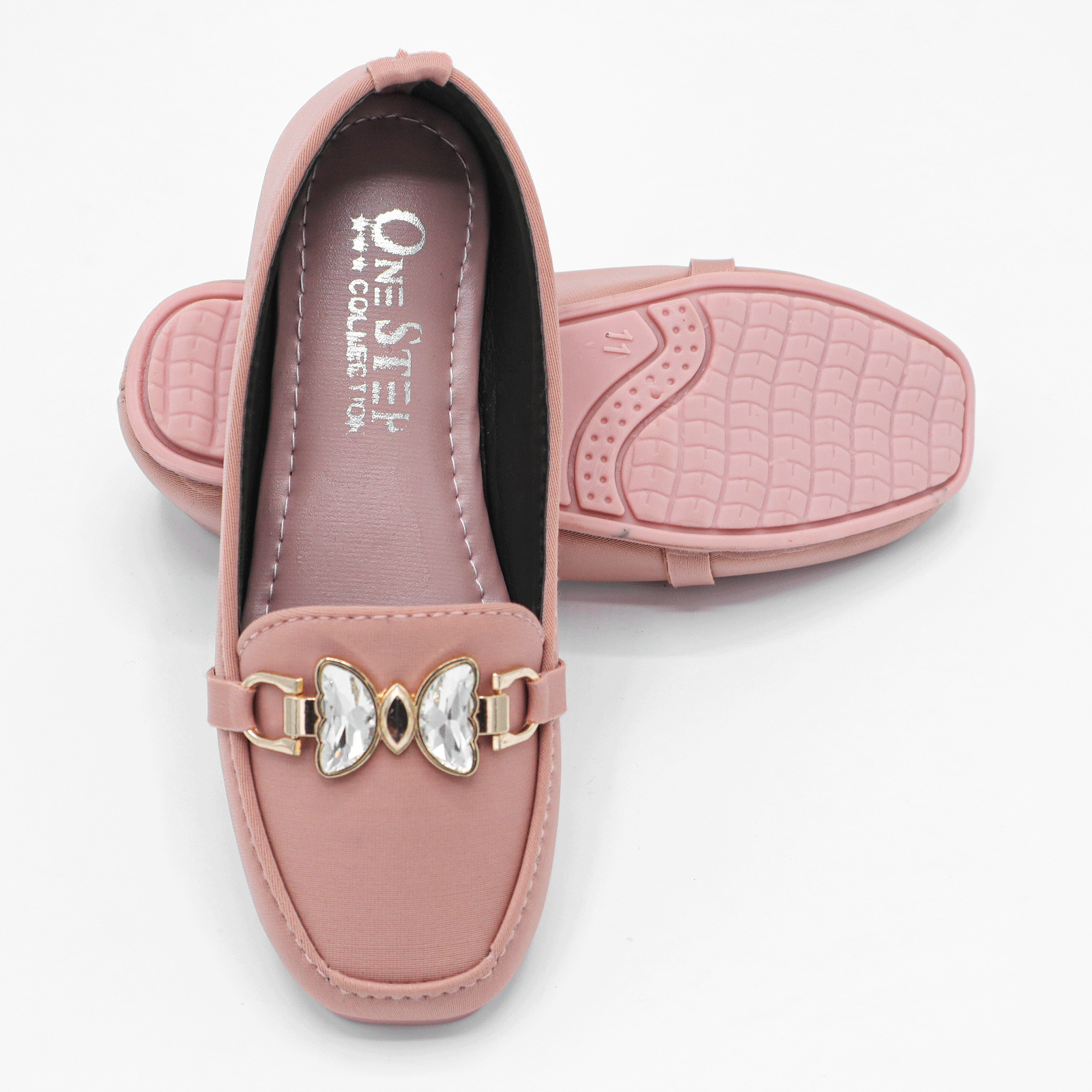 Girls Pink Fancy Pumps with Crystal Buckle