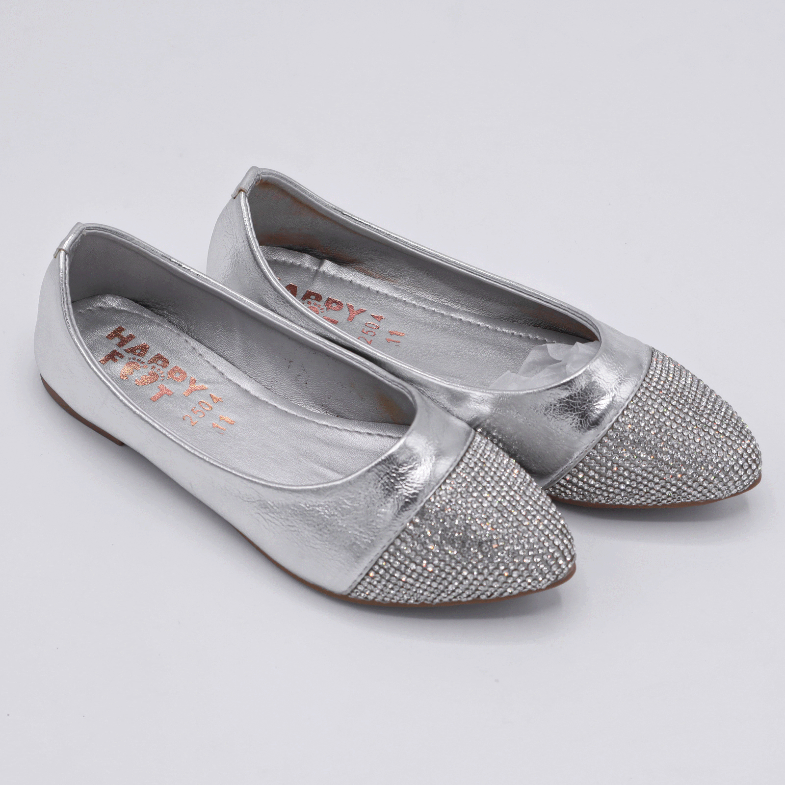 Girls Silver Glitter Pumps by Party Wear Flat Shoes