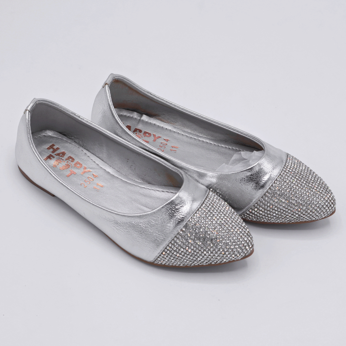 Girls Silver Glitter Pumps | Party Wear Flat Shoes