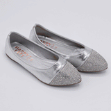 Girls Silver Glitter Pumps | Party Wear Flat Shoes
