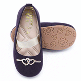 Girls Dark Purple Heart Strap Pumps