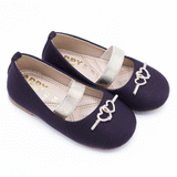 Girls Dark Purple Heart Strap Pumps