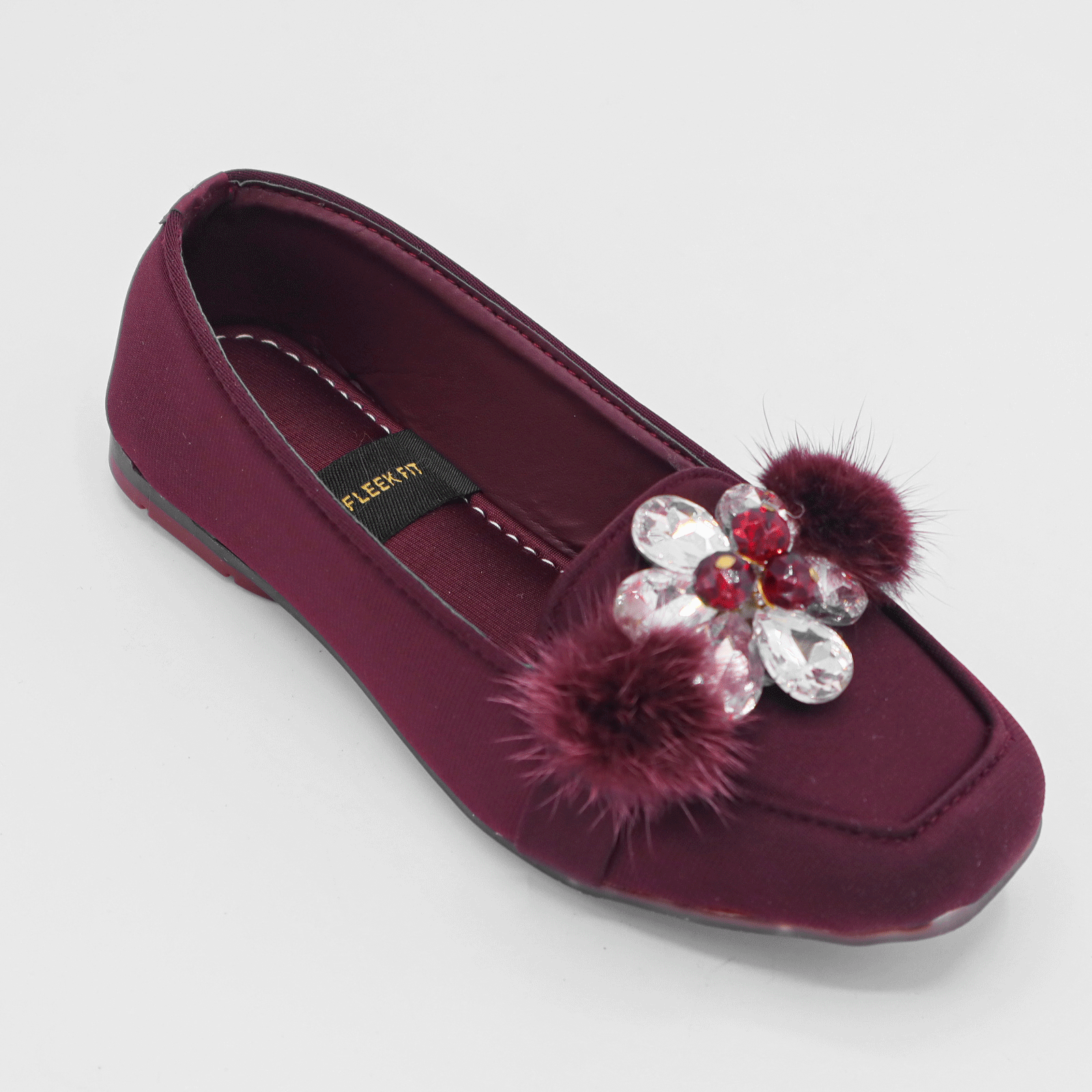 Girls Fancy Flower Pumps Maroon