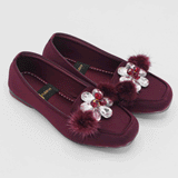 Girls Fancy Flower Pumps Maroon