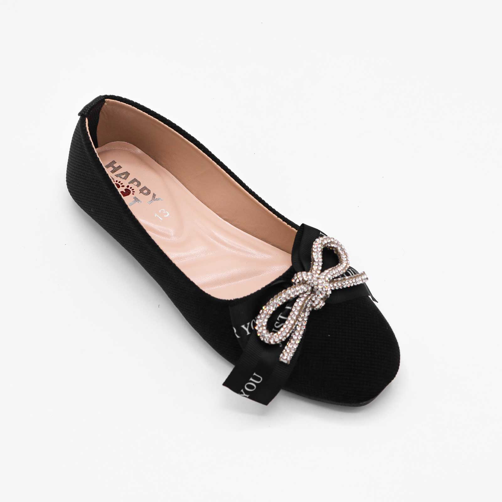 Girls Black Bow Party Pumps
