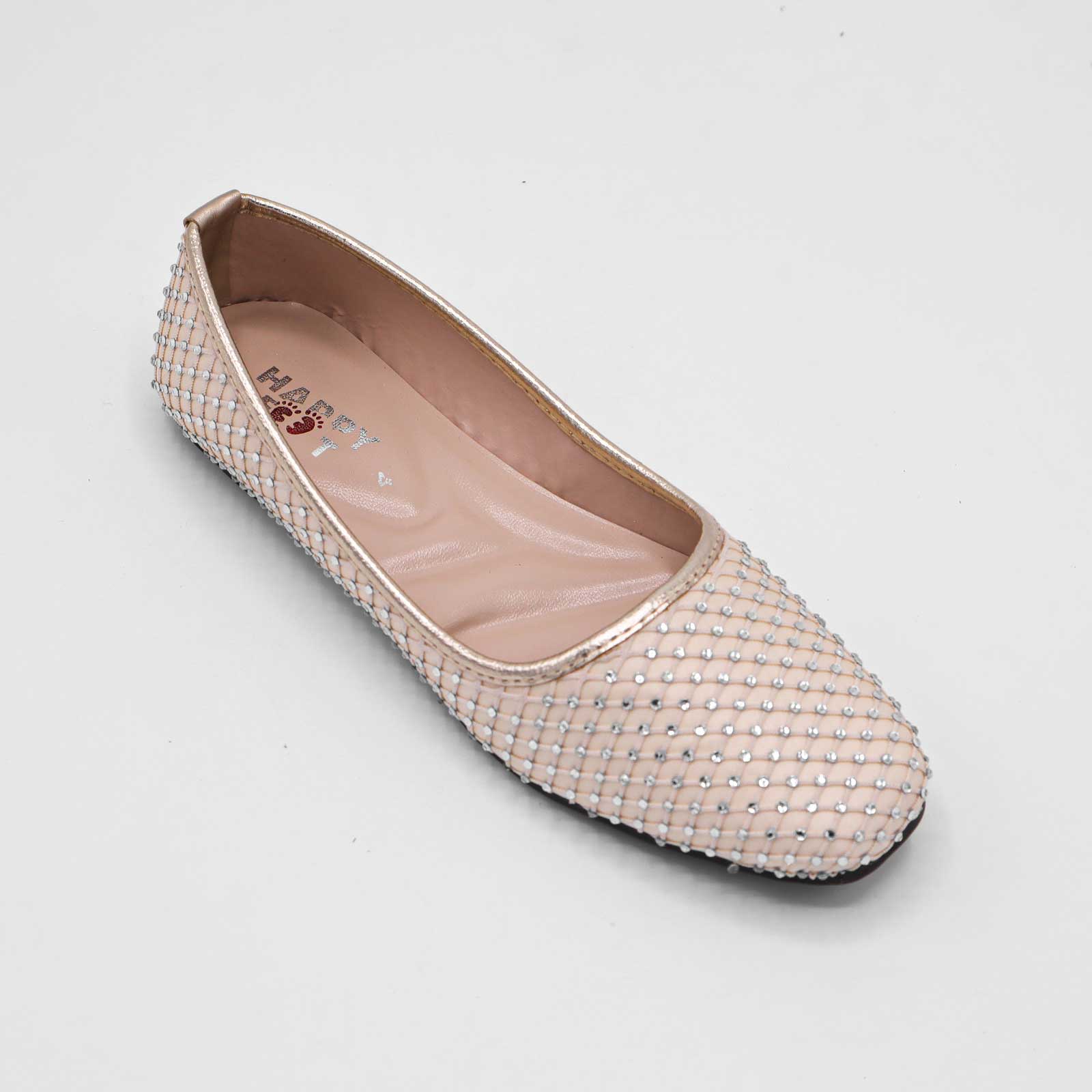 Embellished Nude Ballet Flats