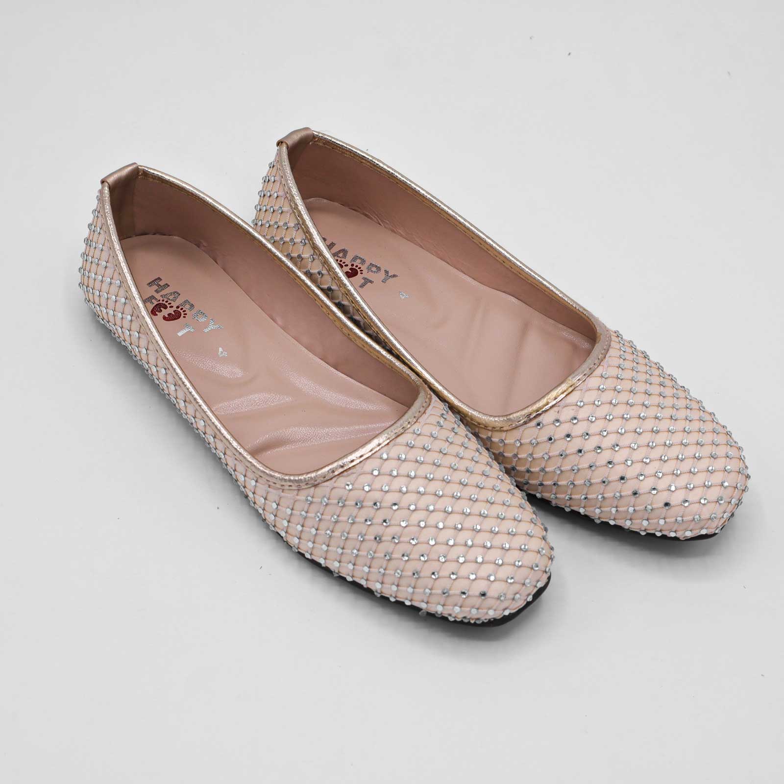Embellished Nude Ballet Flats