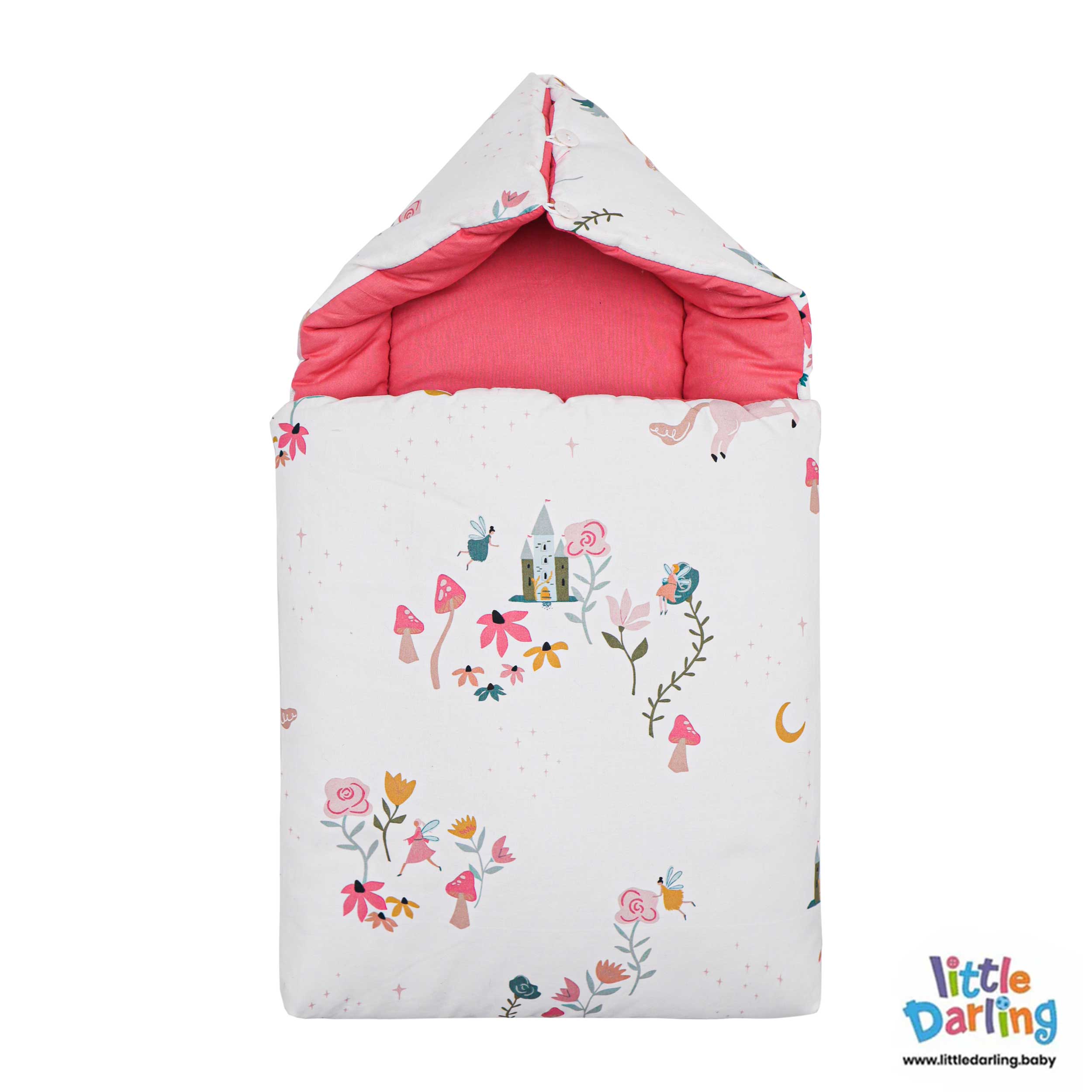 Baby Hooded Carry Nest Unicorn Print by Little Darling