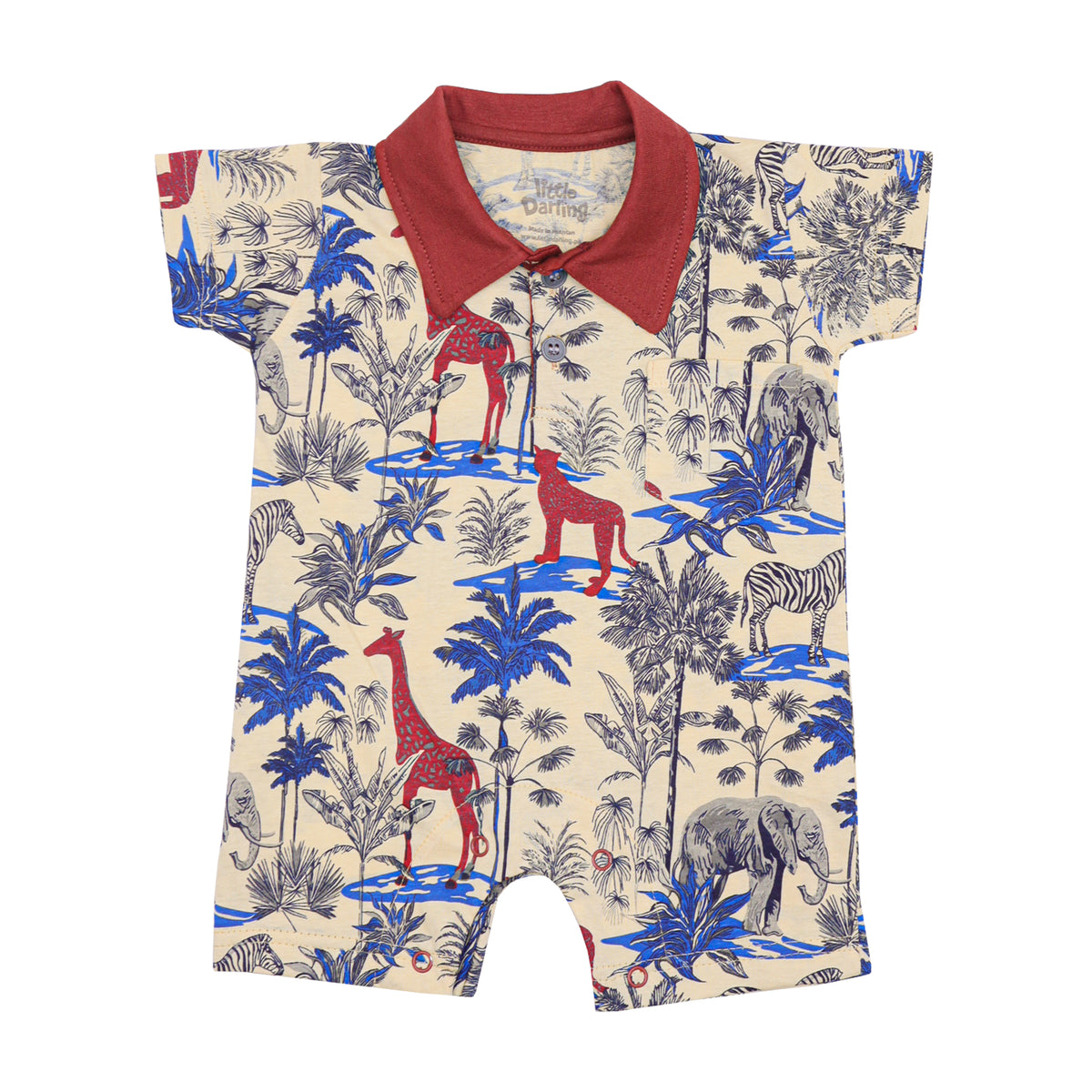 Baby Polo Romper Safari Print | Little Darling