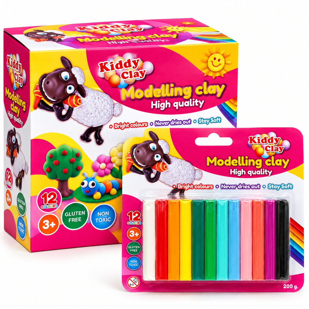 Kiddy Clay Modelling Clay Set 12 Colors 200g