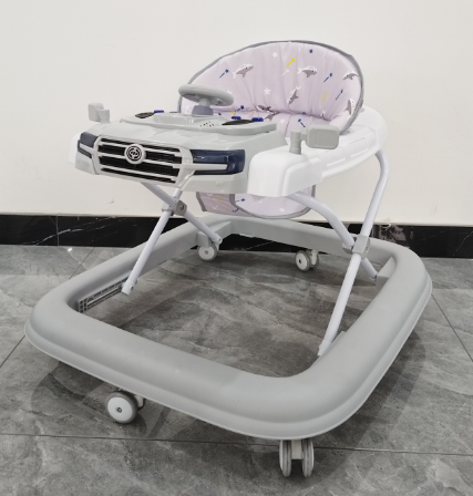 Baby Walker with Car-Themed Activity Tray – Foldable & Comfortable Seat