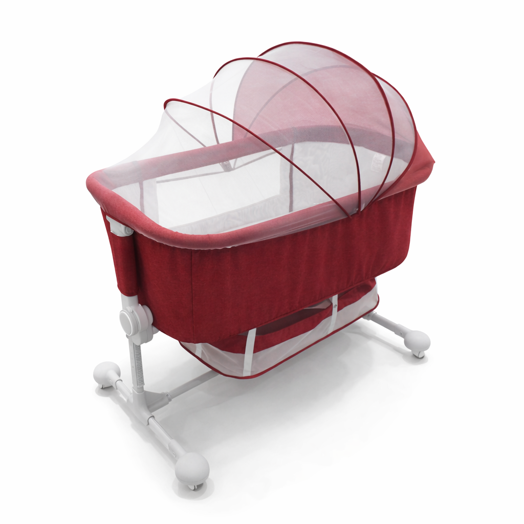 Red Baby Bassinet with Mesh Canopy