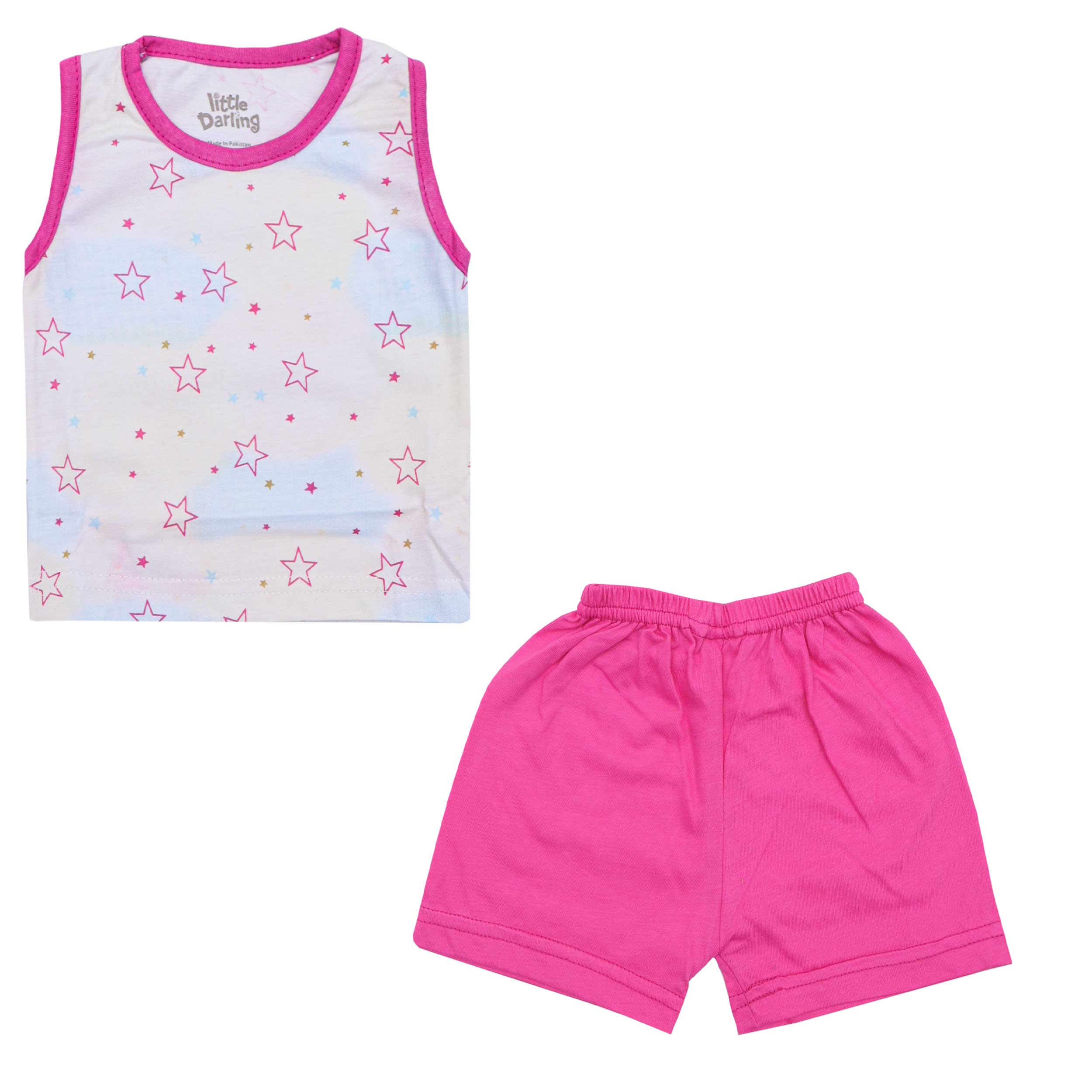 Baby Sando Suit Star Print Pink by Little Darling