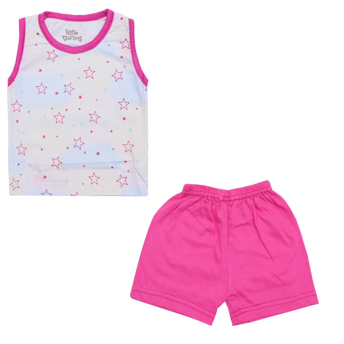 Baby Sando Suit Star Print Pink | Little Darling