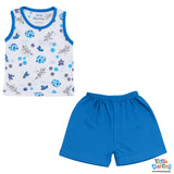 Baby Sando Suit 2 Pcs Floral Print Blue | Little Darling