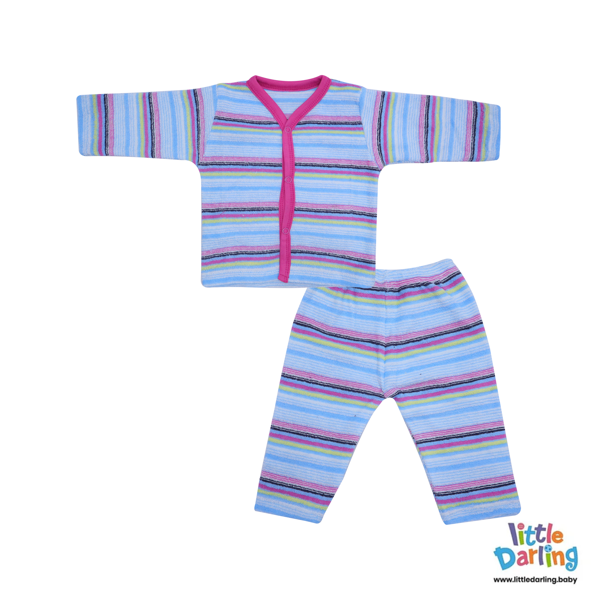 Baby Night Suit Multi Stripes by Little Darling