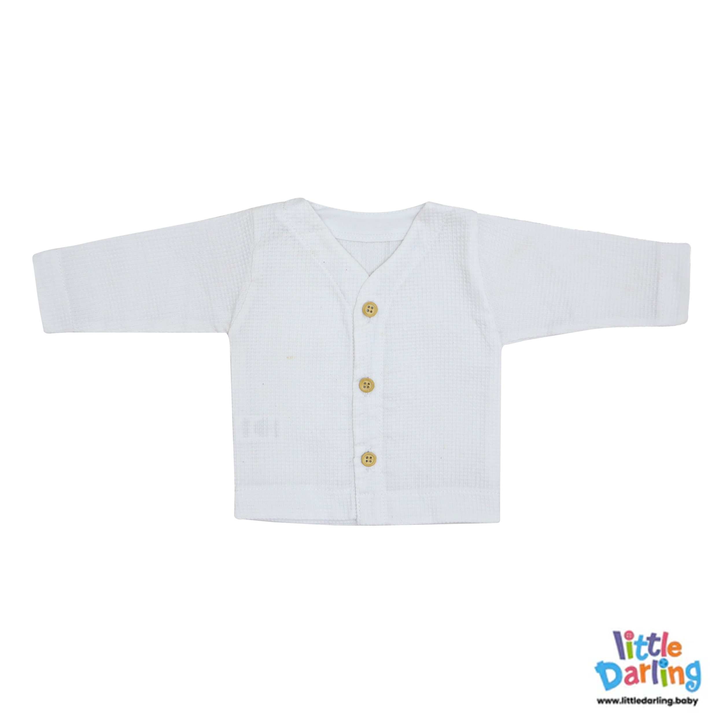 Baby Woolen Waffle Knit 4-Piece Giftset White by Little Darling