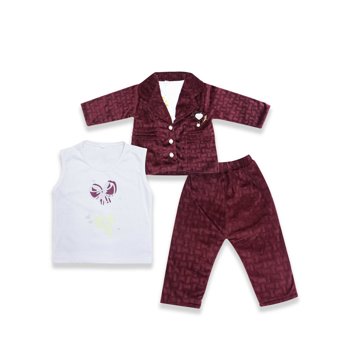 Baby Girl Pink 3-Piece Winter Set Red Price in Pakistan