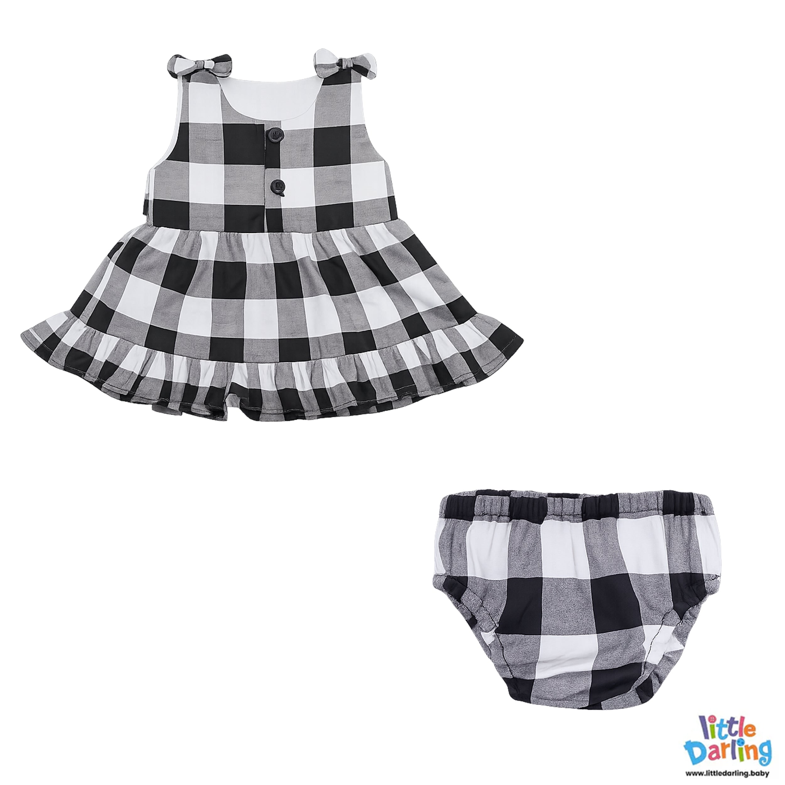 Baby Girls White Check 2 Pcs Frock Set