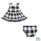 Baby Girls White Check 2 Pcs Frock Set