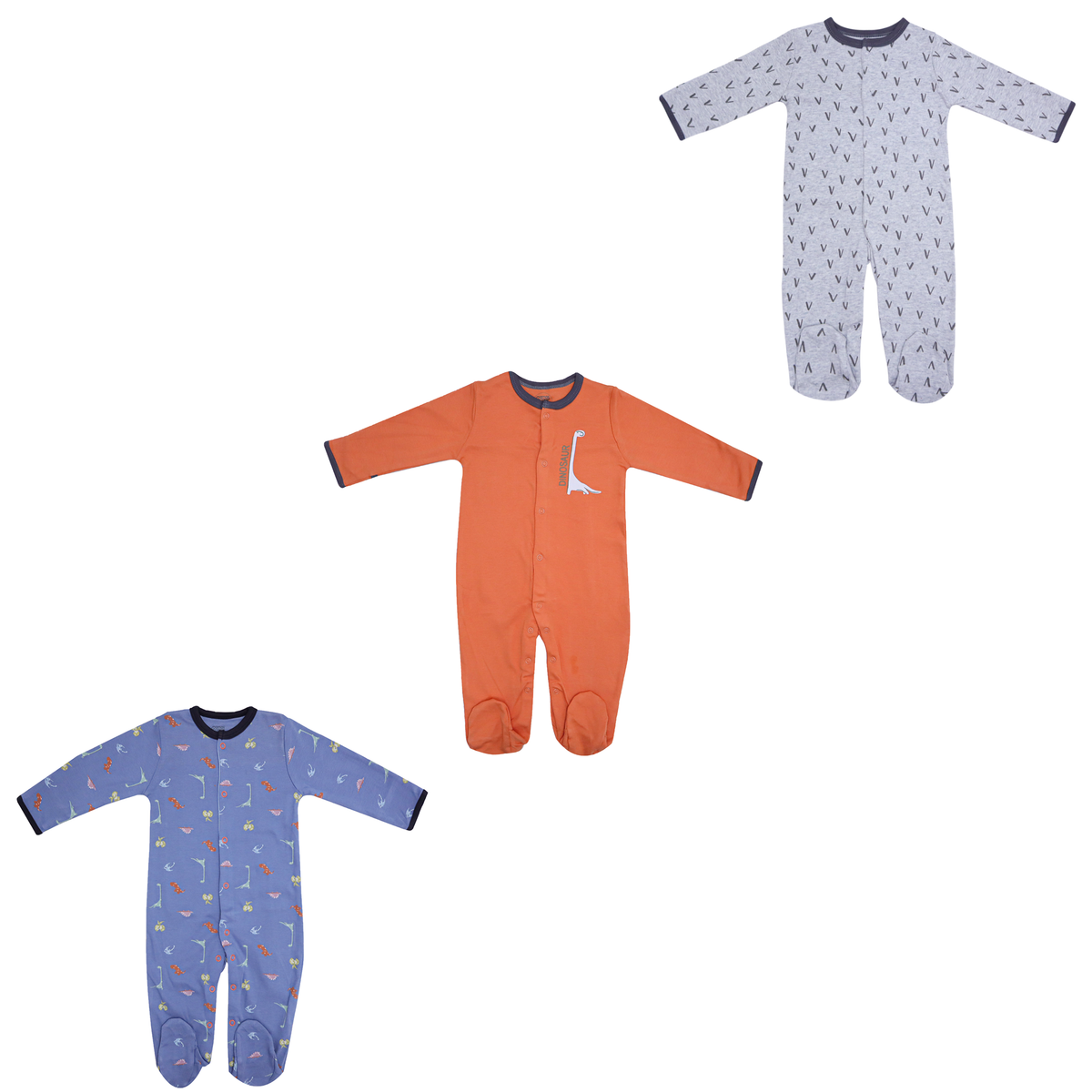 Baby Sleepsuit 3-Pack Dino Print | Mamas & Papas Price in Pakistan