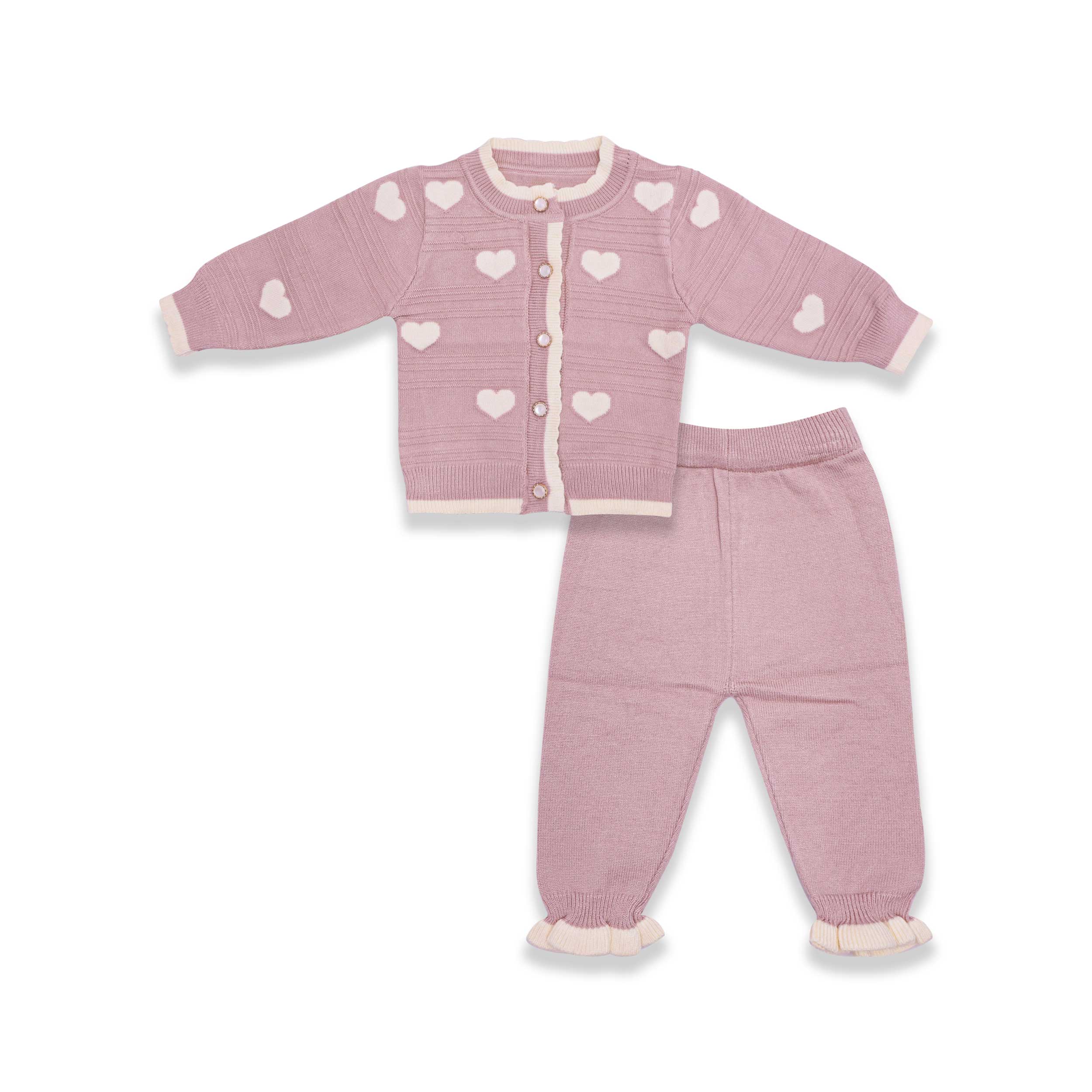 Baby Pink Heart Knit Set