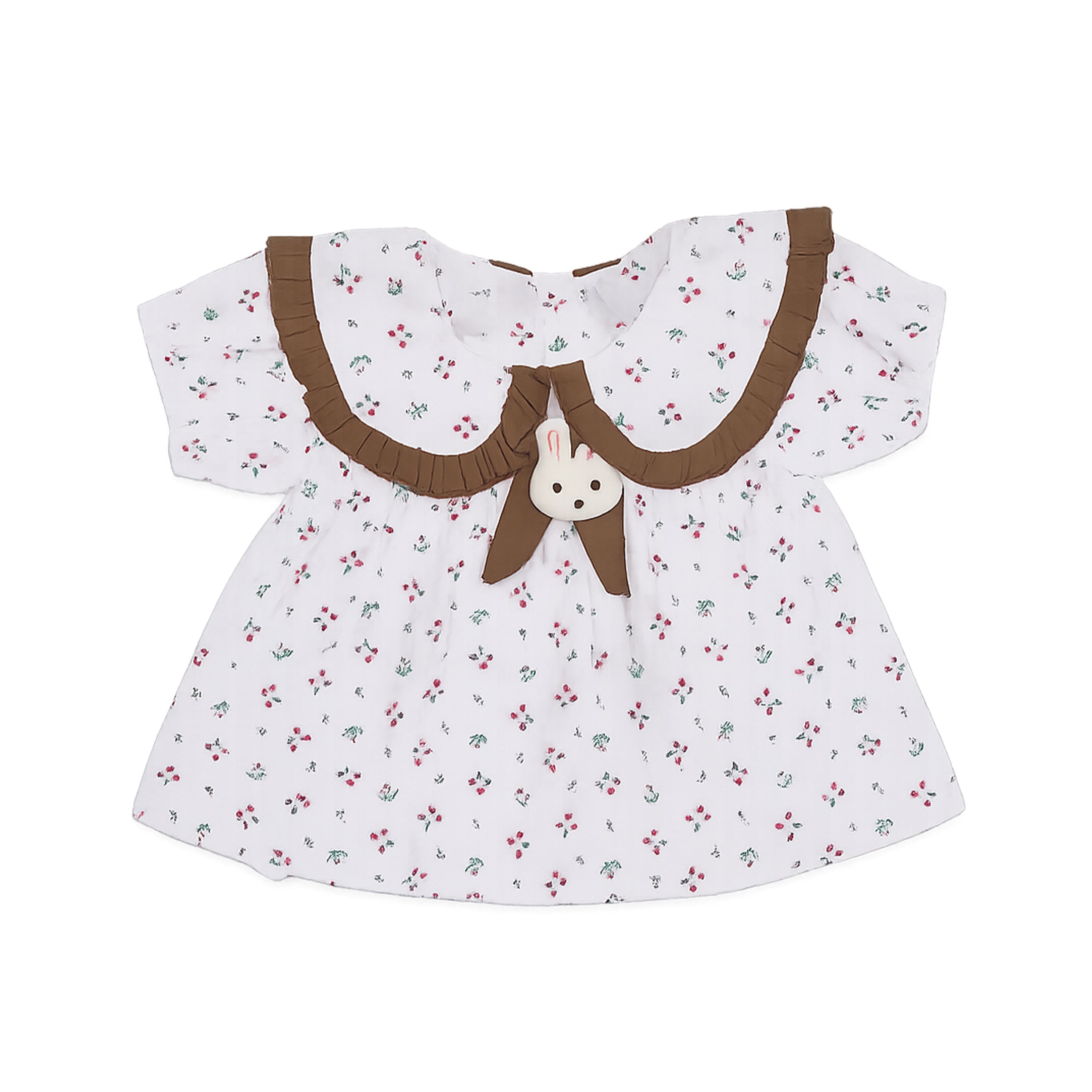 Baby Girls Floral Bunny Top & Brown Shorts Set