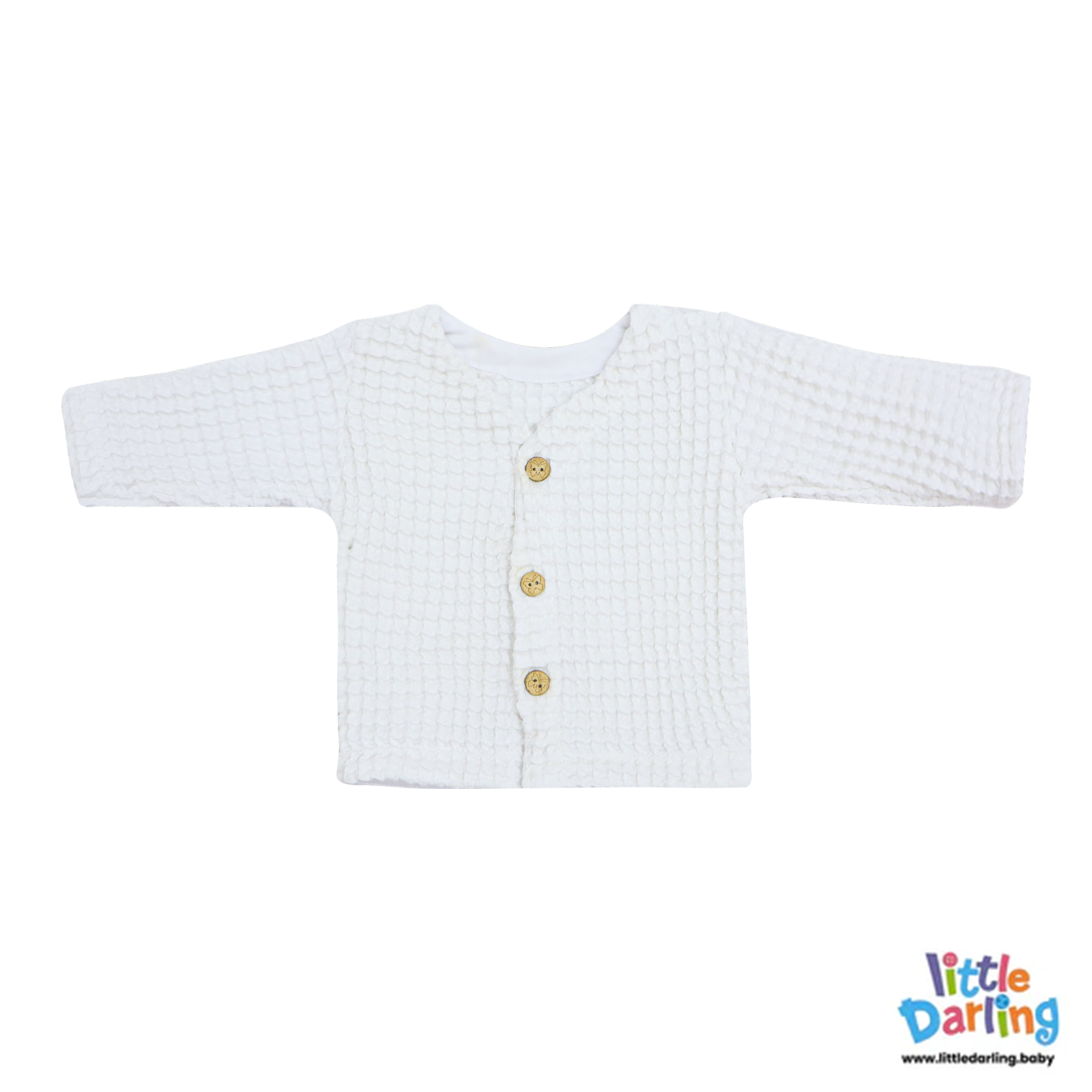 Baby Woolen Waffle Knit 4-Piece Giftset White by Little Darling