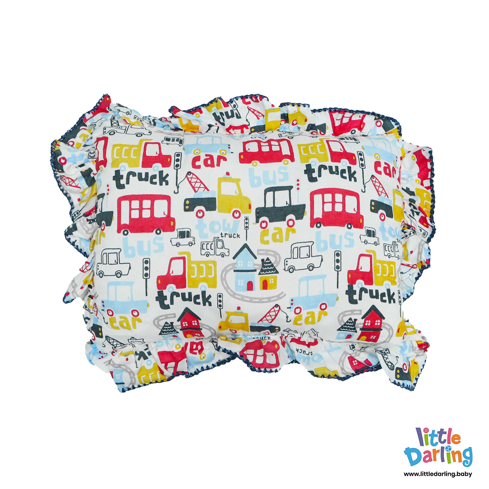 Baby Head Pillow Set PK Of 3 Truck & Car Print by Little Darling