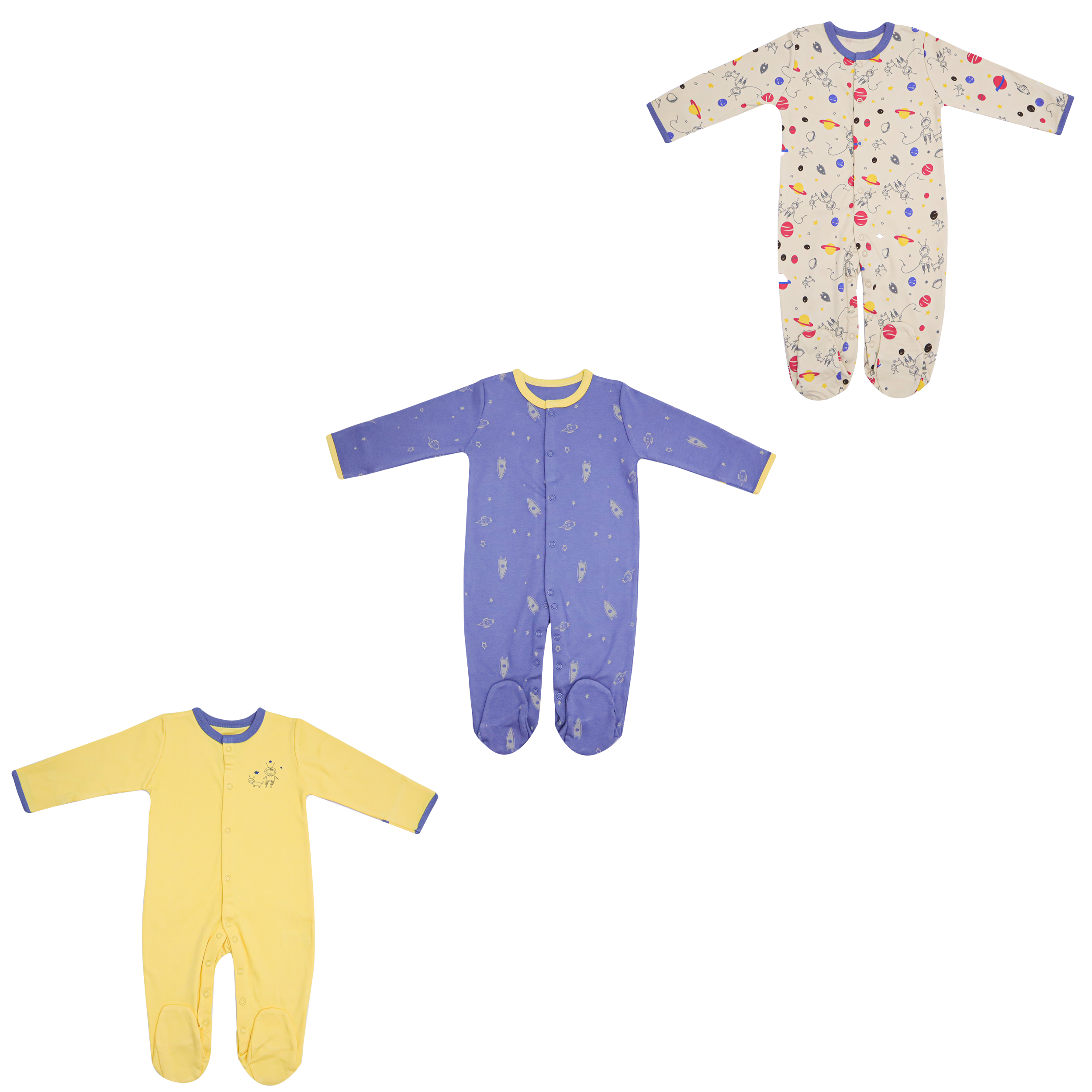 Baby Sleepsuit 3-Pack Astronaut Print by Mamas & Papas