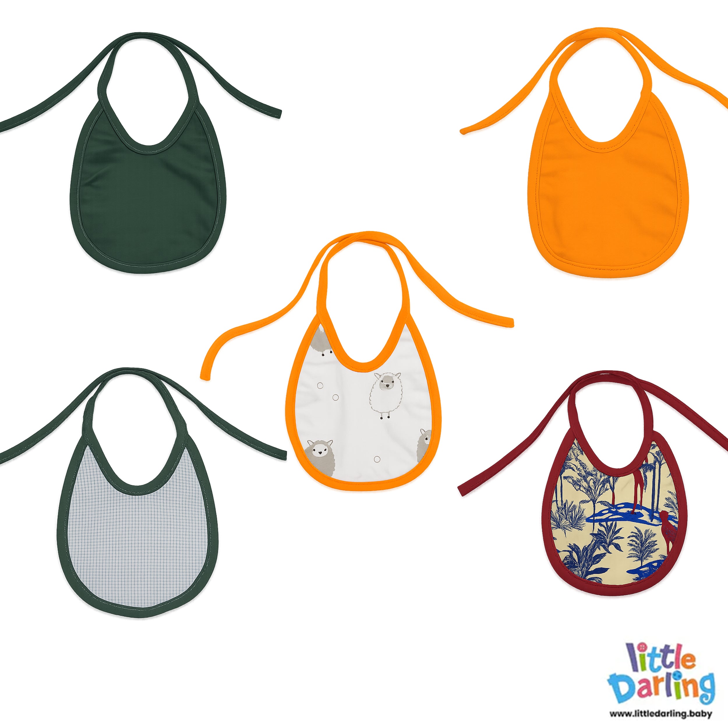 Baby Bibs Pack of 5 Multi Color by Little Darling
